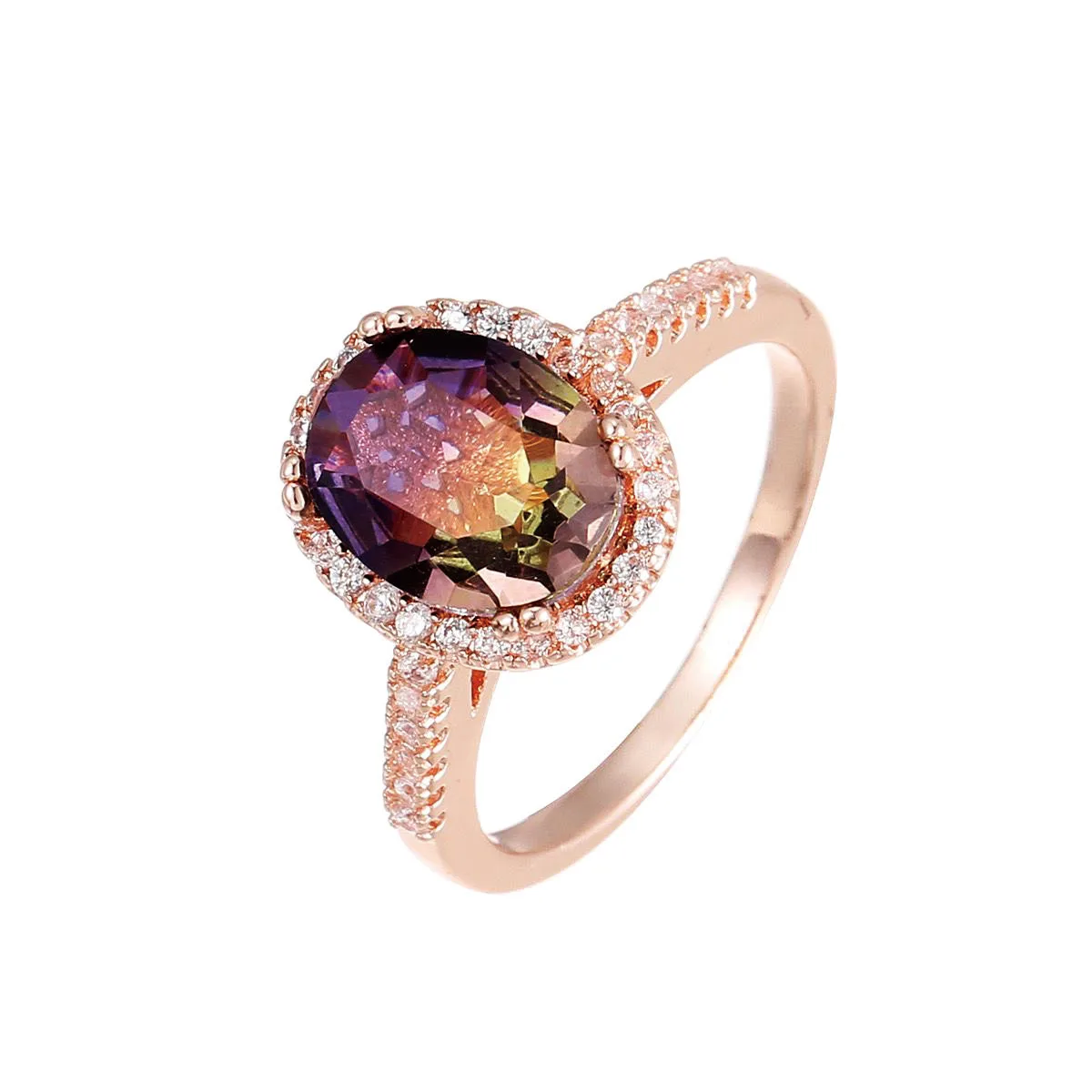 MxGxFam Palace Style Gradient Tourmaline Purple Color Rings For  Women Rose 585 Gold Plated Fashion jewelry AAA+ Cubic Zircon