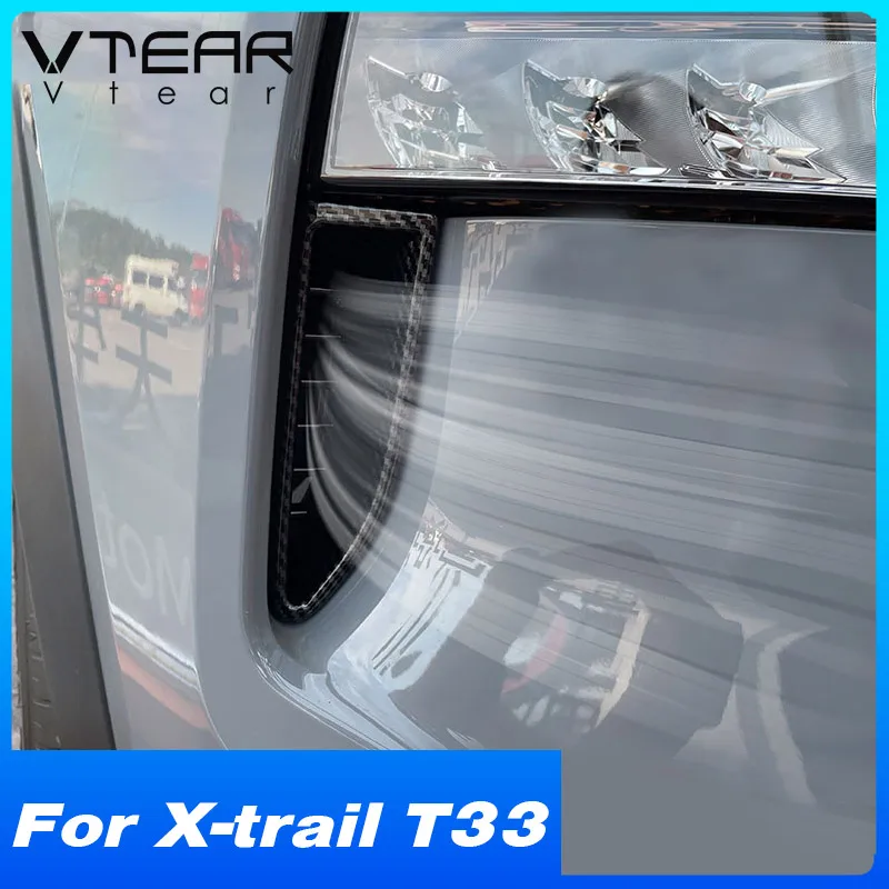 Vtear Car Front Bumper Inlet Cover Chrome Under Headlight Vent Hole Trim Frame Exterior Parts For Nissan X-trail T33 2021-2023