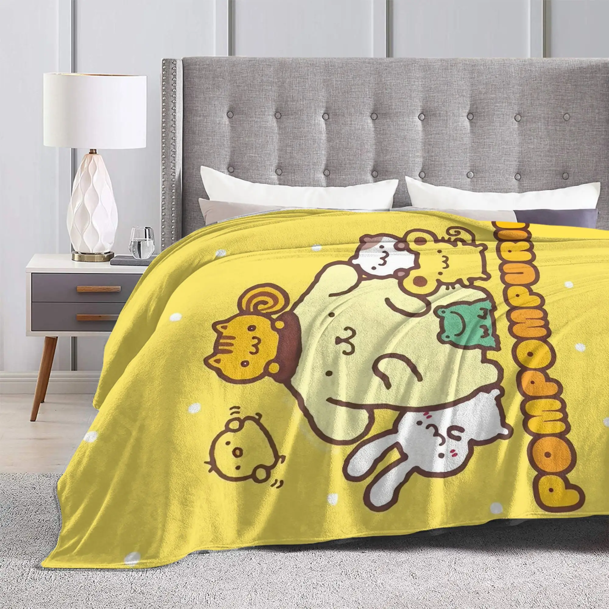 Pompompurins Cute Puppy Cartoon Blanket Fleece Summer  Multi-function Ultra-Soft Throw Blankets for Sofa Car Bedding Throws