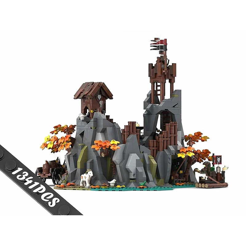 Image of MOC Mittelalterliche Burg Baukasten Bandit Gavas' Festung Modell DIY Montage Baustein-Spielzeug - Urlaubs- und Geburtstagsgeschenk