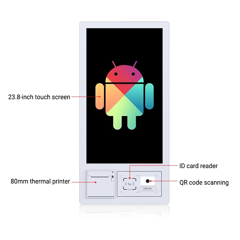 21.5Inch Retail Self Order Payment Kiosk for Aliexpress, Android LCD All-in-one Machine with Printer for Restaurant Supermarket