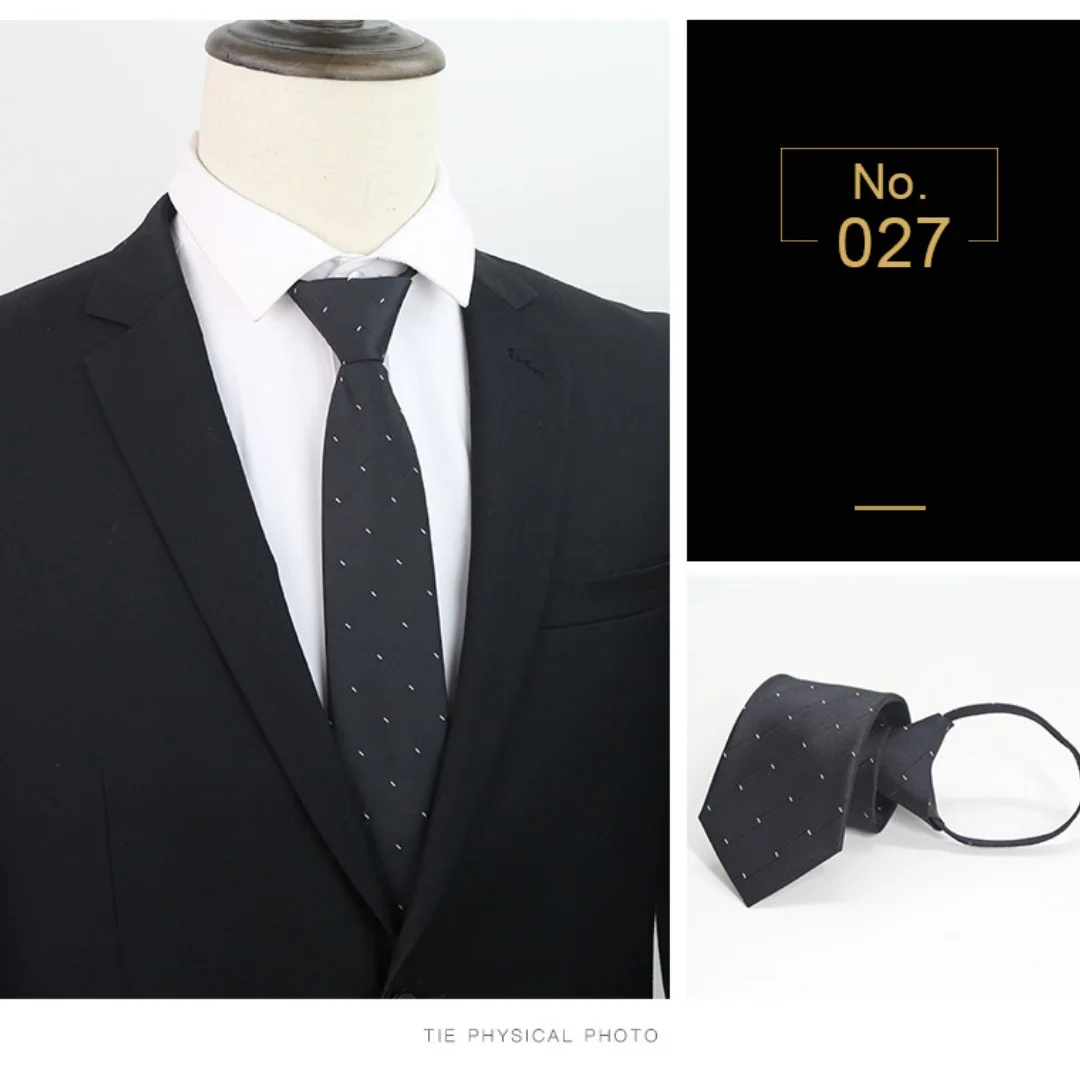 ربطات عنق سوداء بسحاب للرجال 7 سم ربطات عنق ضيقة مخططة صلبة للرجال ربطات عنق أوتوماتيكية بسحاب ربطات عنق زرقاء كسول