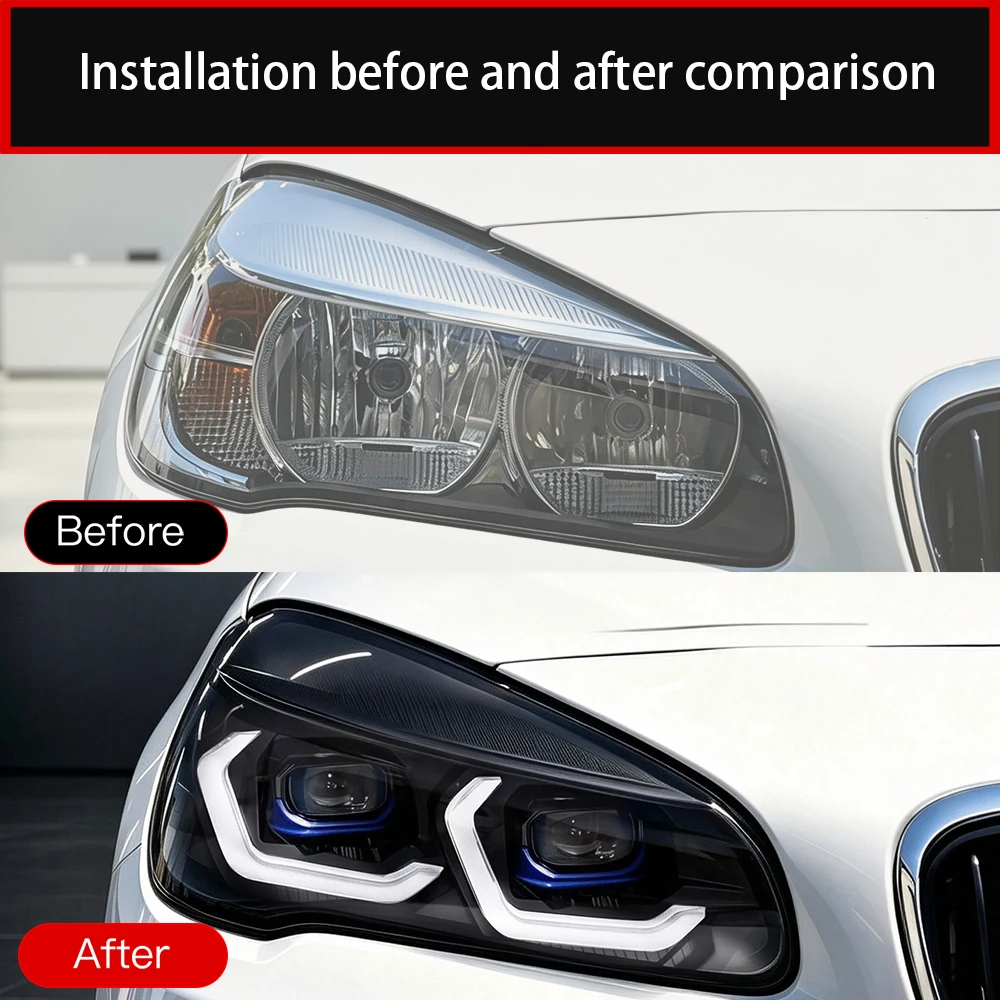 DURBYCOUR Auto LED 3-Color DRL Headlight Assembly For BMW F45 F46 2014-2021 Fog Brake Turn Signal Plug&Play Left+Right Pair 2PCS