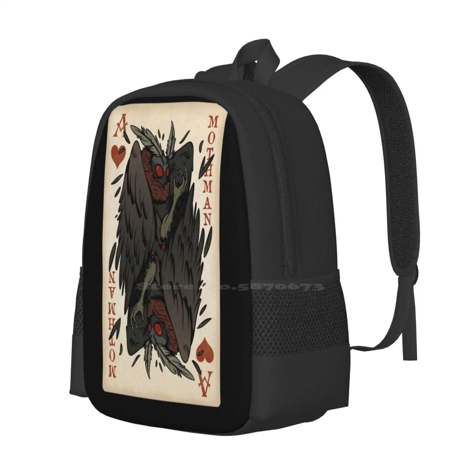 Mothman Playing Card - Vintage Ace Of Hearts Cryptid Gift Hot Sale Schoolbag Backpack Fashion Bags The Mothman Moth Man Cryptid