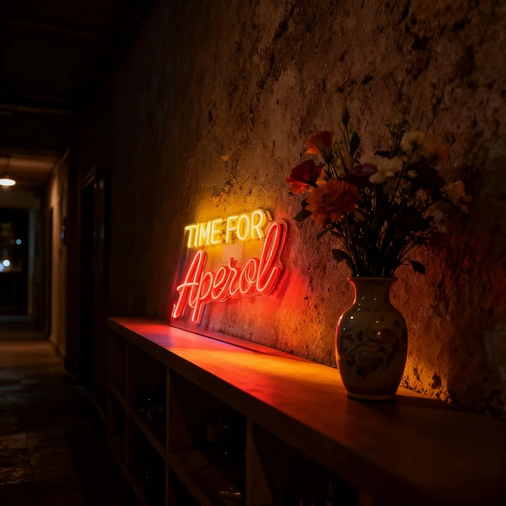 Aperol Time Neon Sign LED Neon Ligh USB Cafe Bar Decor for Restaurant Hotel Lobby Girls Bedroom Game Room Birthday Gift Decor