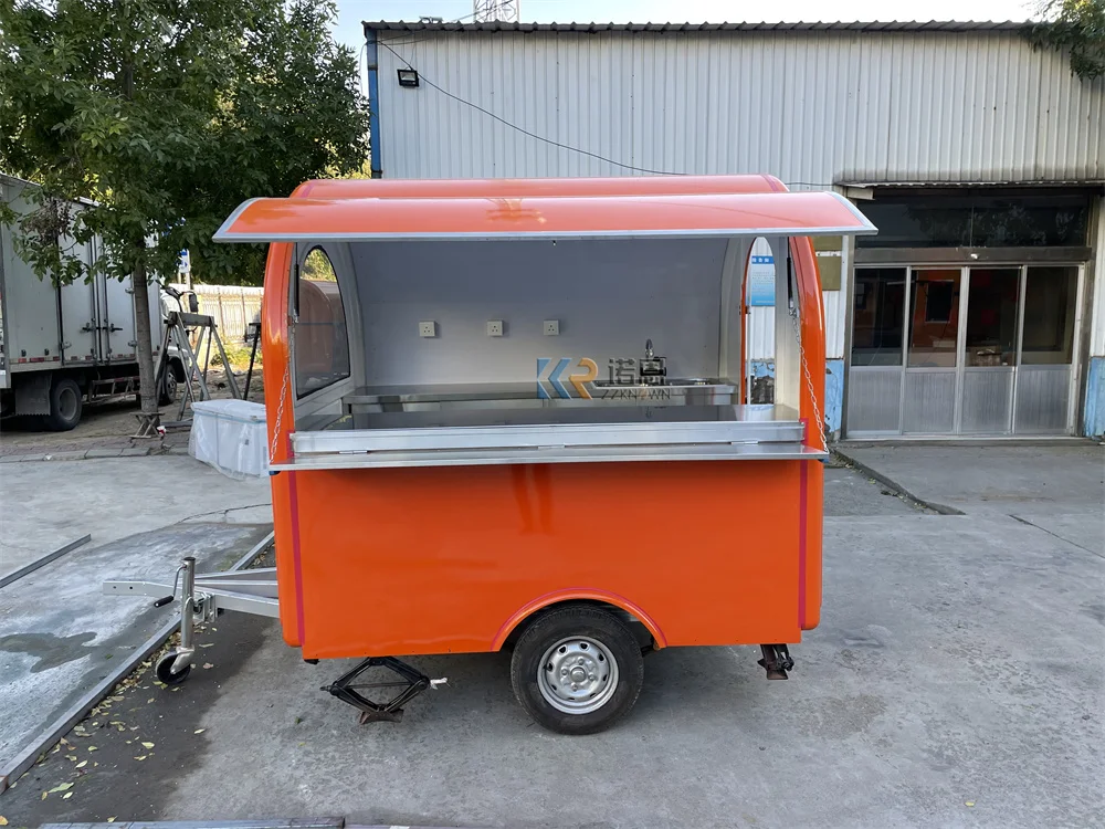 Fast Food Cart Snack Pizza Coffee Kiosk With Fully Kitchen Equipments Customize Size Concession Food Truck Trailers