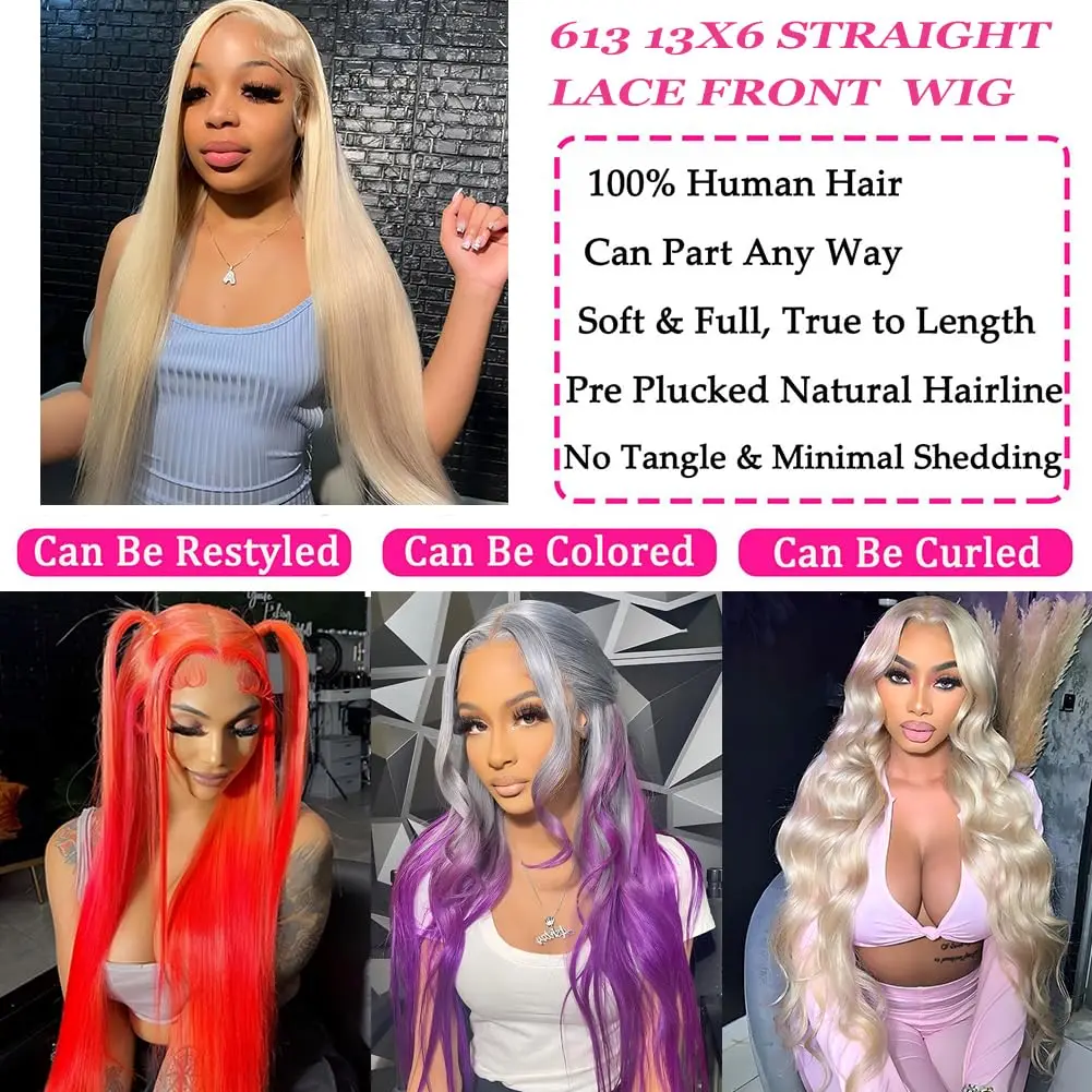 34 بوصة 613 الدانتيل شعر مستعار أمامي شعر الإنسان 13x6 HD الدانتيل الشفاف 250% مستقيم البرازيلي شعر مستعار أشقر قبل قطعها مع شعر الطفل #3