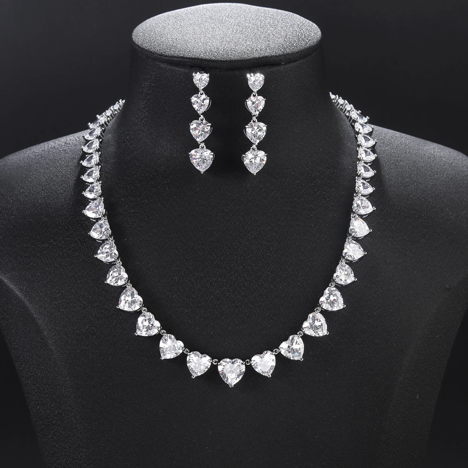 

Fashion Love Heart Zircon Bridal Wedding Necklace Earring Sets for Women Party Prom Jewelry Accessories CN116617