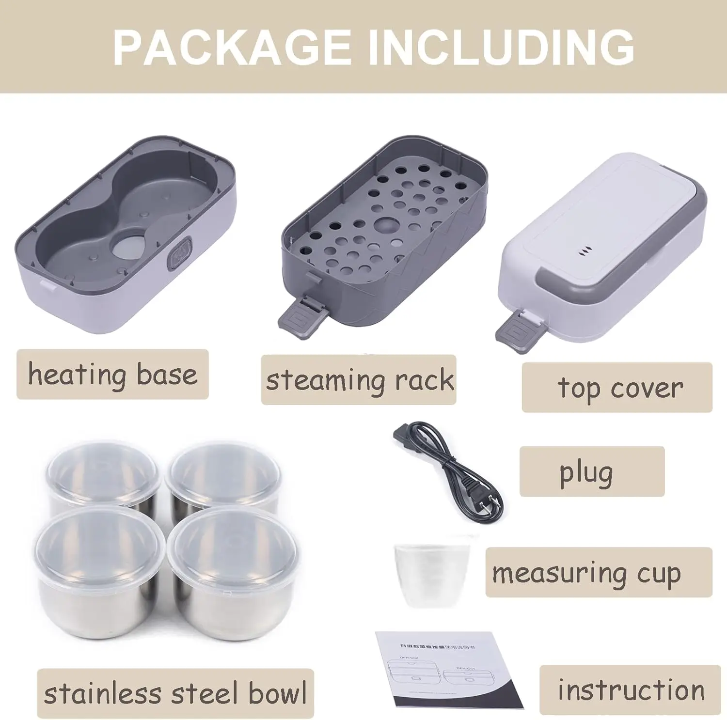 2 Layer 2L Electric Lunch Box Portable Self Cooking Heating Bento Lunch Box Multifunctional Mini Food Storage Warmer Container