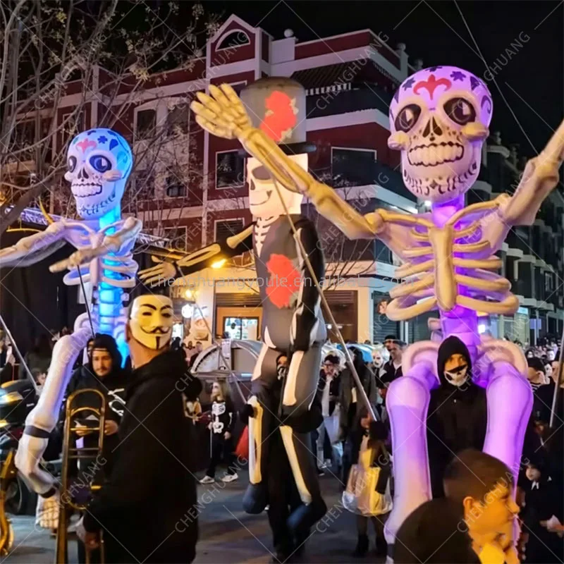 Giant Inflatable Skeleton Puppet, Colorful Skeleton for Halloween Event, Carnival Parade Performance Decor & Display Props
