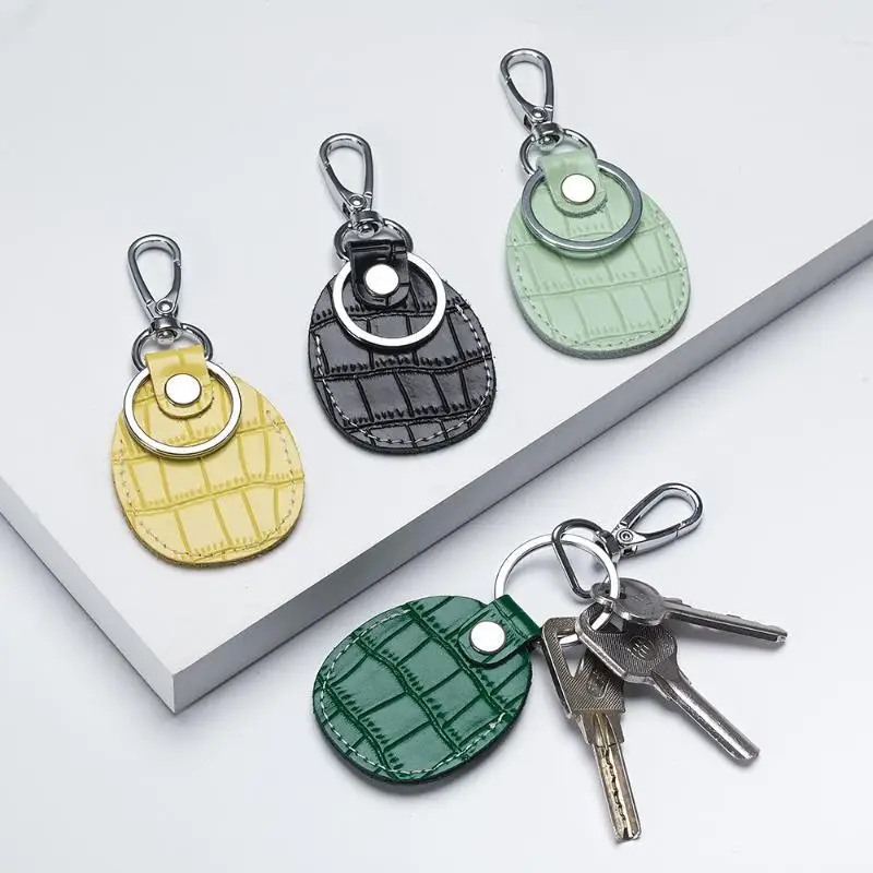 2026 NEW Genuine Leather / PU Access Card Sleeve Key Fob Cover with Keyring for Entrance Guard Intercom RFID Tag Badge DIY Case
