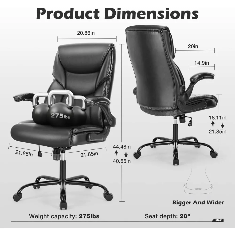 Ergonomic Adjustable Computer Desk Chairs with High Back Flip-up Armrests, Swivel Task Chair with Lumbar Support