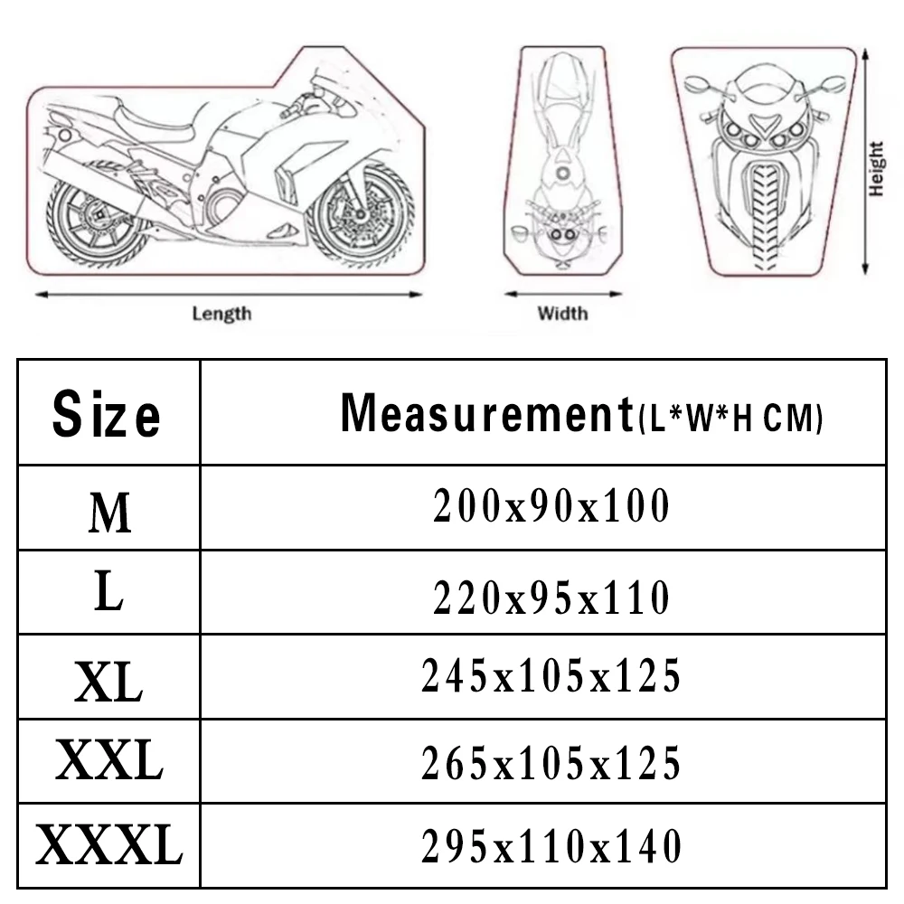 Universal Motorcycle Waterproof Cover King Pattern Outdoor Protection Dust Motorbike Rain Covers Sunshade Dustproof