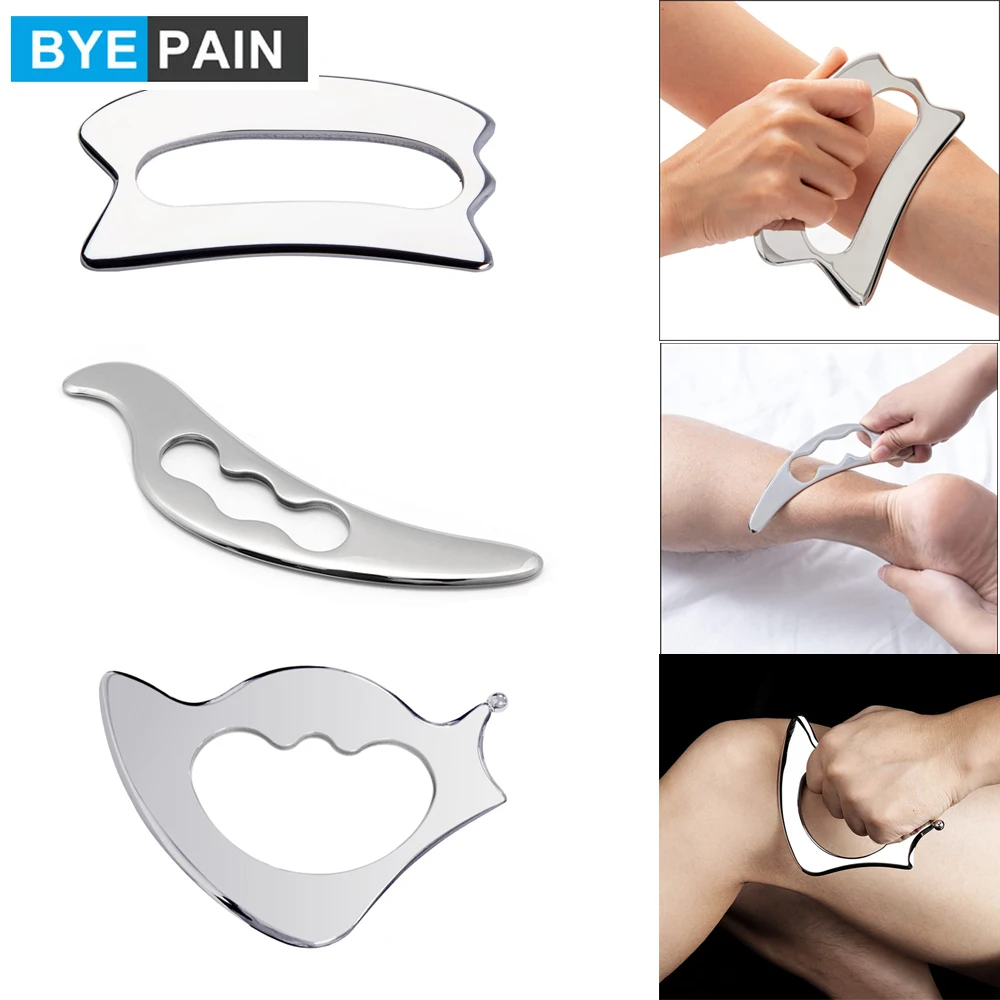 

BYEPAIN Stainless Steel Gua Sha Massage Scraping Tool Lymphatic Drainage Soft Tissue Muscle Pain Relief Body Massager Scraper