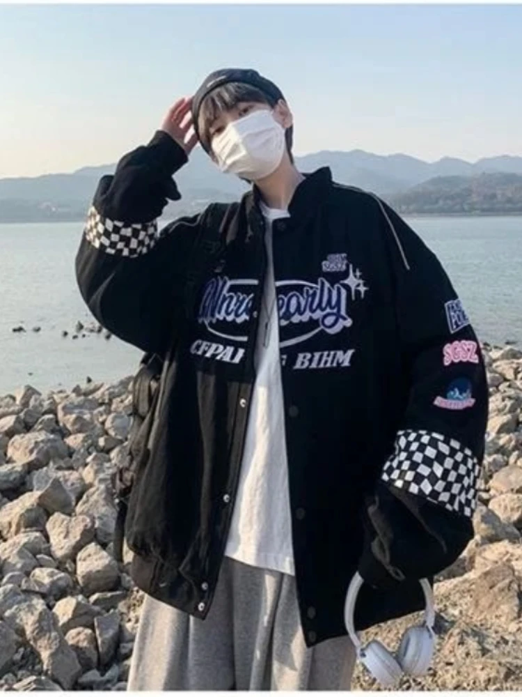 ジャケット・アウター 00s archive sweat riders jacket y2k punk Embroidery Fashion Streetwear Racer Jackets Men Women Y2K HipHop