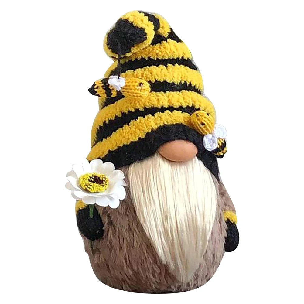 Bee Gnome Plush Sunflower Gonk Gnomes Scandinavian Swedish Honey Bee Home Farmhouse Kitchen Decor Bee Shelf Summer Tiered Tray D