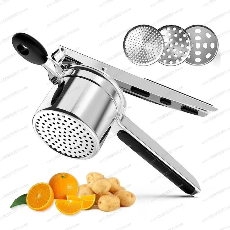 Heavy duty stainless steel portable potato masher, hand operated kitchen tool, washable, for mashing potatoes