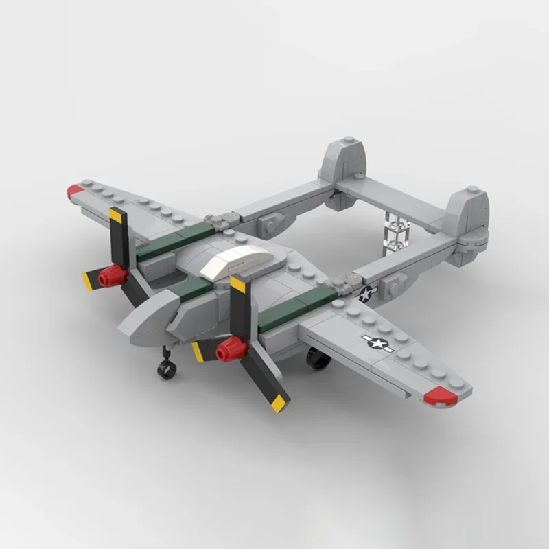 Moc Building Block Famous Military Series 1:72 Scale P-38J Lightning Model Technology Bricks DIY Assembly Airplane Toys Gifts