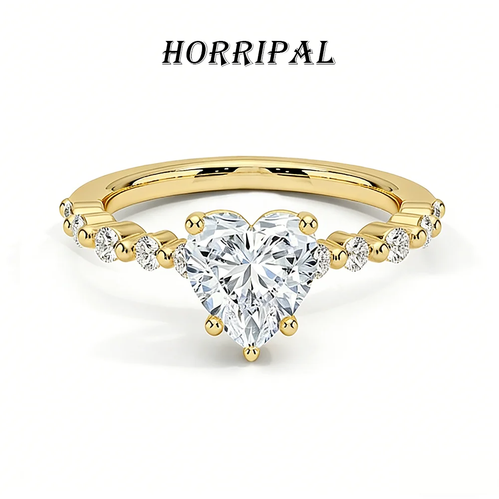 

Кольца HORRIPAL с муассанитом для женщин, выращенные в лаборатории бриллианты DVVS1 с сертификатом GRA, серебро 925 пробы с покрытием из 18-каратного золота, свадебные ювелирные украшения