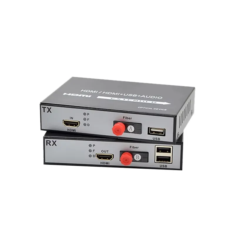 

1080P HDMI to fiber optic converter Fiber Optic Video Extender KVM(HDMI+USB) To Fiber Mouse and keyboard compressed