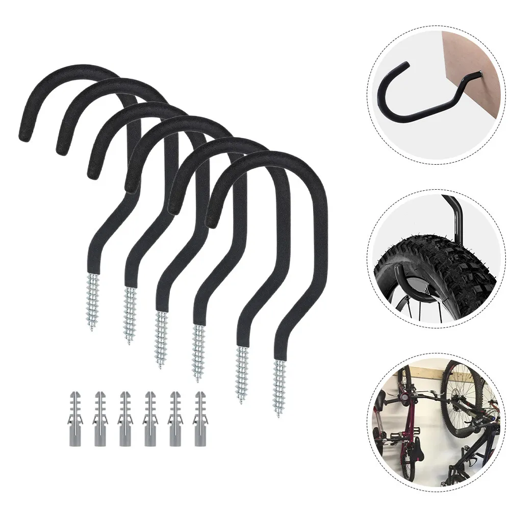 6Pcs Bike Ceiling Hook For Space Saving Storage Home Organized Set Heavy Duty Galvanized Steel Screw Hangers