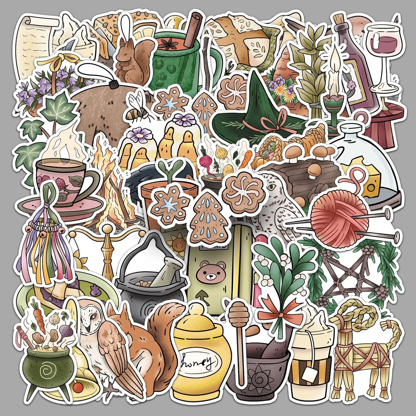 

50PCS Cartoon Forest Magic Graffiti Stickers Creative Personality Cute Waterproof Decorative Phone Case Computer Gifts Stickers