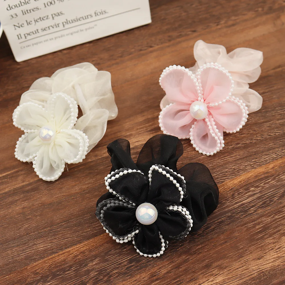 Pearl Hair Rope Hair Ring Sweet Flower Head Rope Girl Tie Head Rope Ponytail Rubber Band Hair Accessories