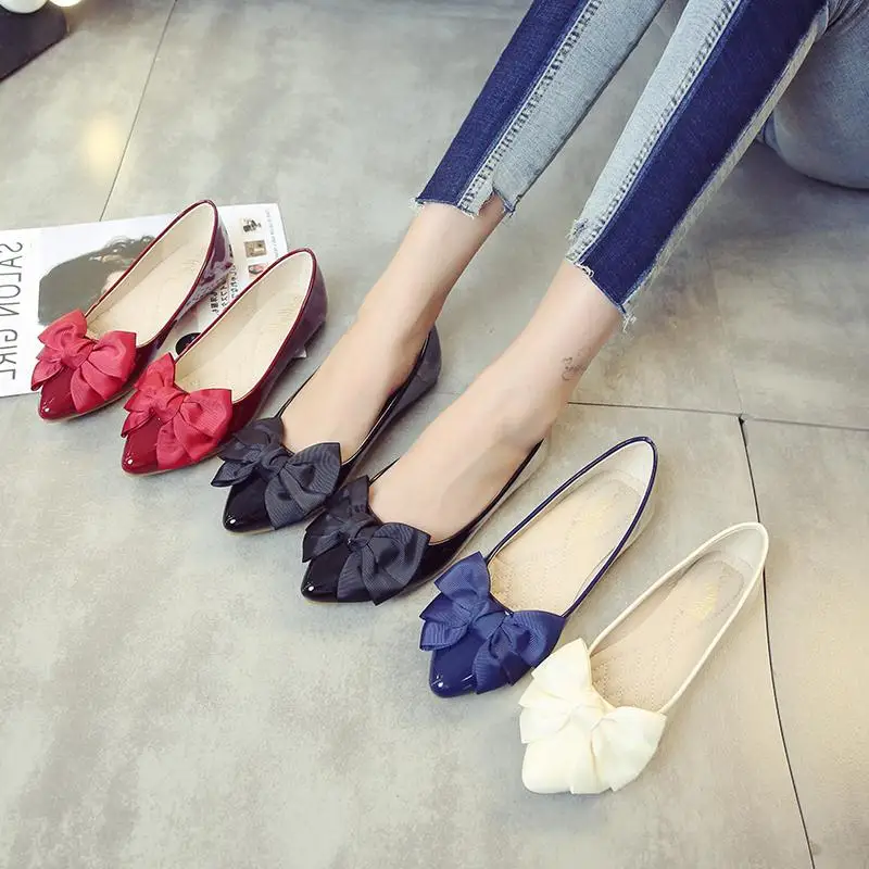 

Large Size 31-46 Spring Bow Flats Shoes Woman Butterfly-Knot Ballets OL Office Shoes Pointed Toe Shallow Slip On Fashion Loafers