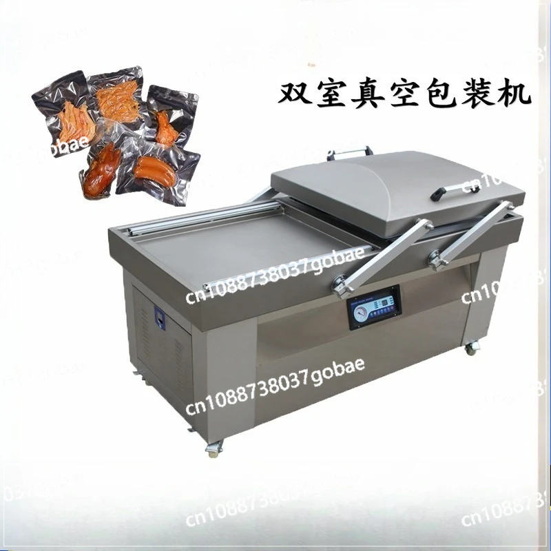 Large double chamber continuous vacuum packaging machine automatic flip vacuum sealing machine