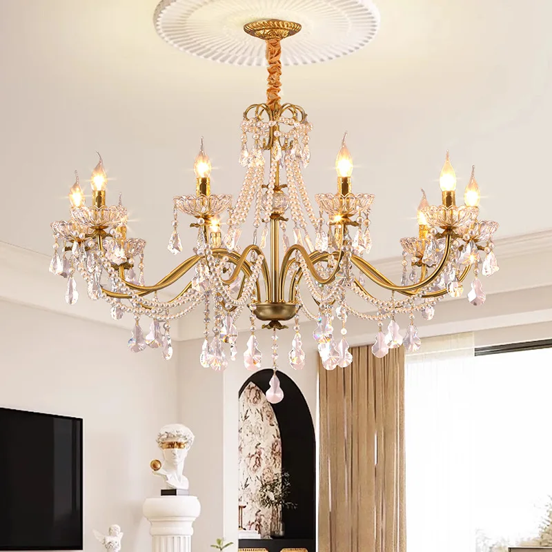 

Luxury Creative Villa Bedroom Crystal Candle Chandelier French Design Restaurant Light for Dining Table
