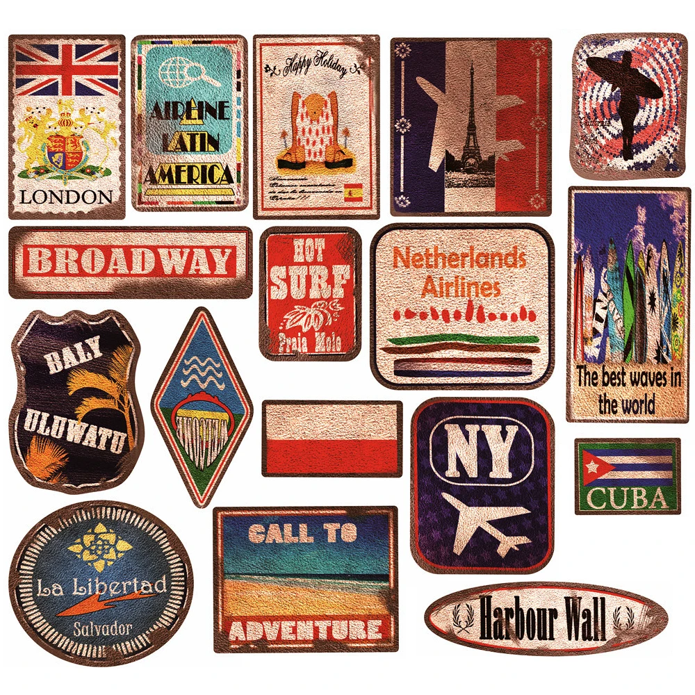 10/36pcs Rétro Mode Marée Vintage Plage Surf Trip Autocollants BRICOLAGE Jouets Planche À Roulettes Bagages Moteur Ordinateur Portable Autocollant