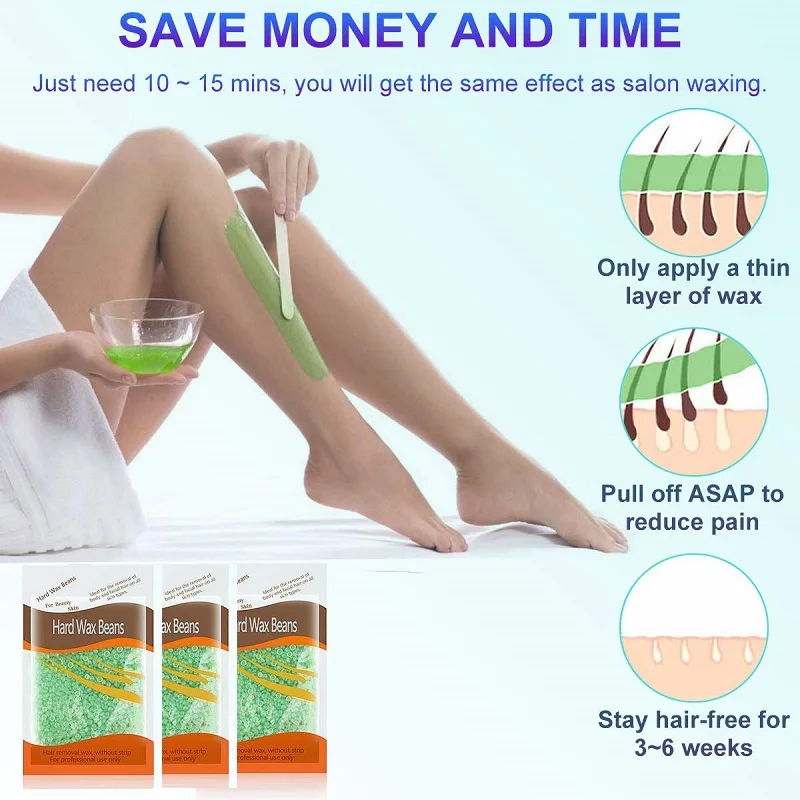 250g/pack Hair Removal Wax Bean Pearl Waxing Beans For Women Men 6 Hard Wax Beads For Wax Warmer Painless Body Depilation Bikini