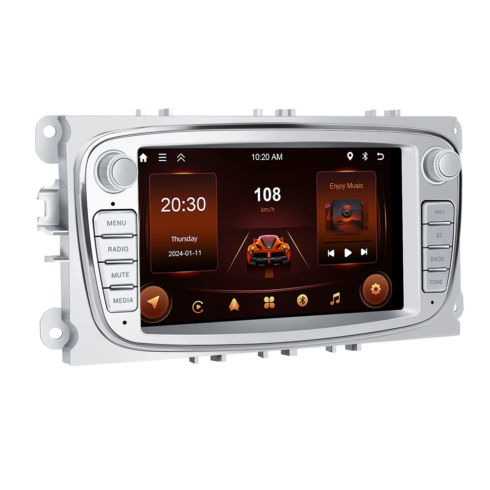 Podofo 7'' 6+128G Autoradio für Ford Focus Mondeo C-MAX S-MAX Multimedia-Player Carplay Android Auto WIFI GPS BT RDS Auto-Audio