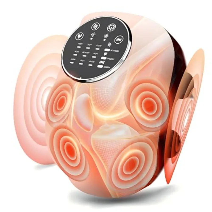 

Cordless Knee Massager with Heat 3D Airbag Compression 3 Heating Levels 3 Vibration Modes Adjustable Straps Memory Function for