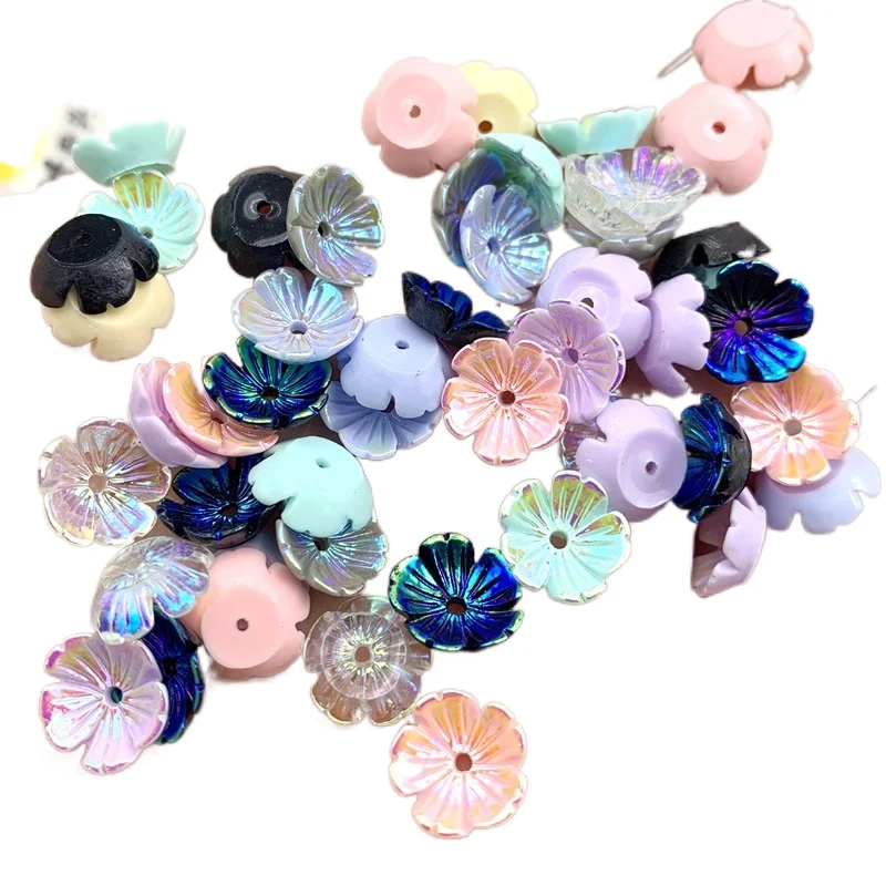 50pcs 10mm Flat Back Resin Flower Scrapbook 3D Resin DIY Fine Decoration -HT32