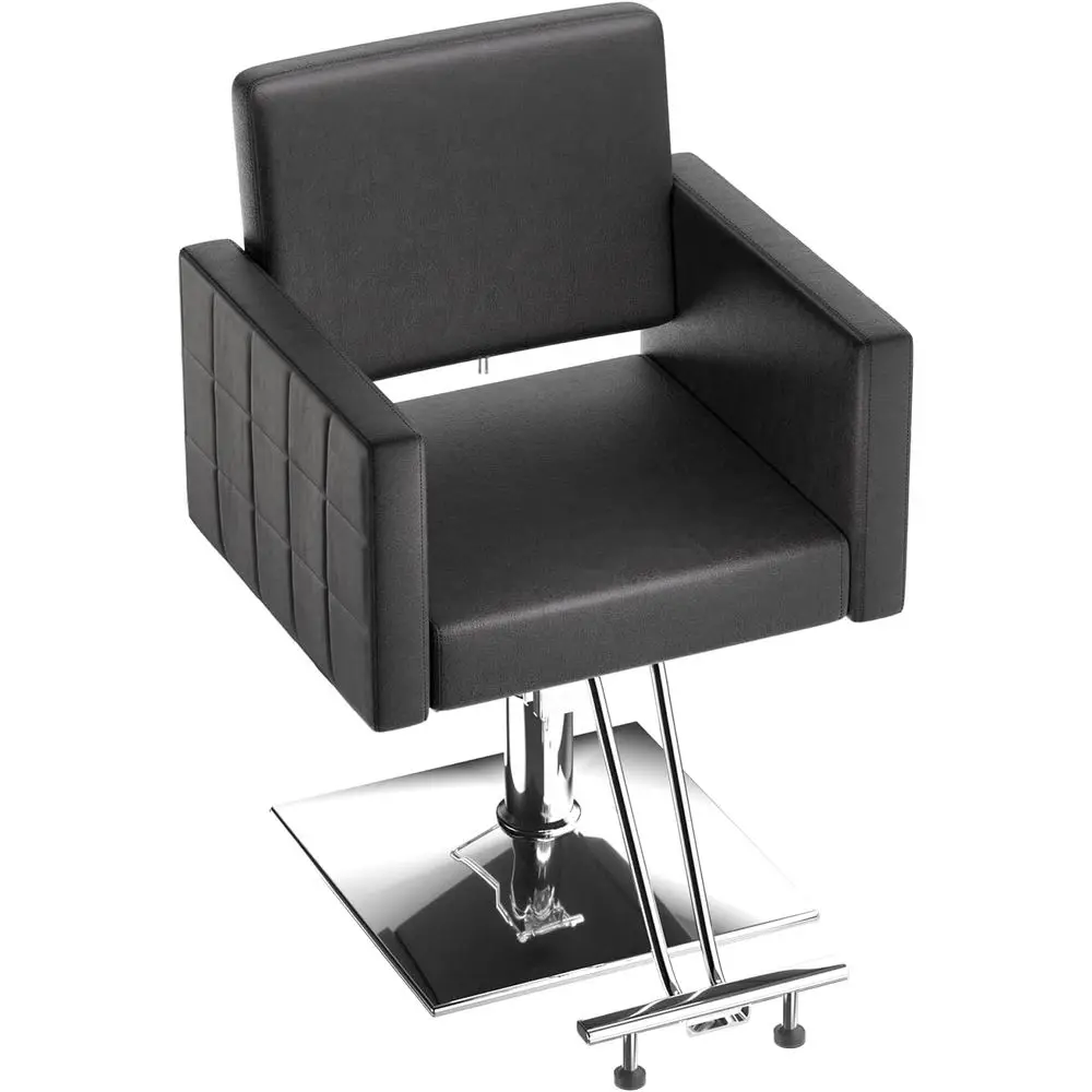 

Black Barber Chair Hair Sn Chair with Heavy Duty Hydraulic Pump, Square Base, StainlSteel ootrest,Styling Chair or Beauty Spa Ha