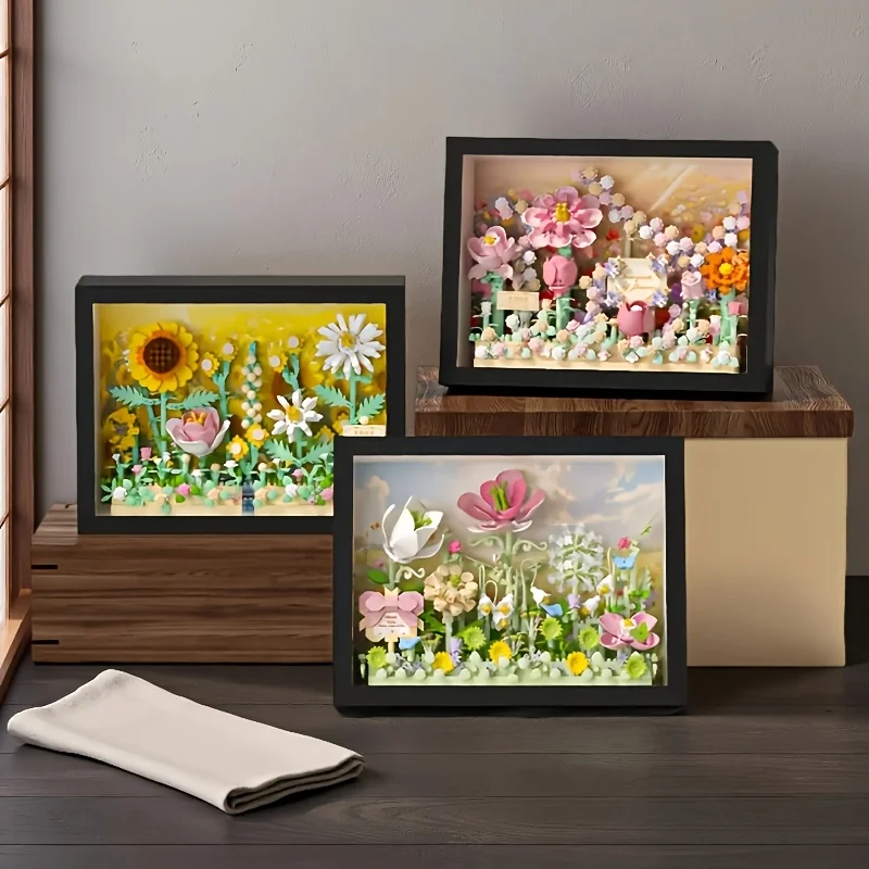 Zestaw do składania kwiatowego drzewka życzeń - Miękkie i żywe kolory, łodygi kwiatowe z kwiatami, kształt serca