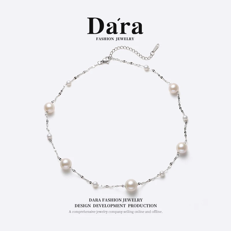 Freshwater Nucleated White Baby's Breath Pearl Necklace, Near-Perfect Round Shape with Strong Luster and Slight Imperfections, in a Light Luxury Gift Box, a Holiday Gift for Women