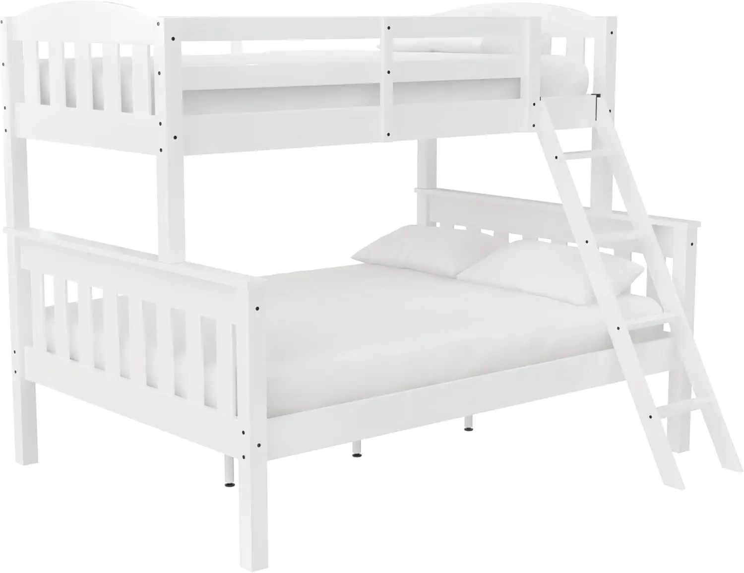 Airlie Convertible Wood Bunk Bed, Stackable and Detachable Bed Frames for Kids and Teens,with Angled Ladder,High Guardrail,White