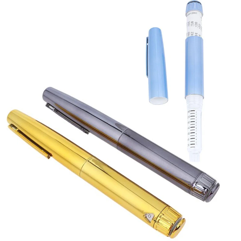 (.) 1Pcs Metal Reusable V4 Injection Pen With Pen Case Adjustable 3ml Empty Cassette Bottle Insulin Injector Pen