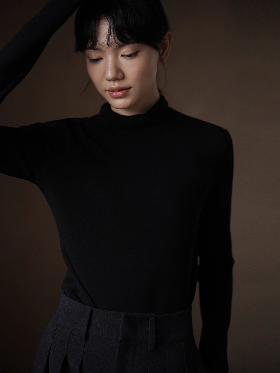 

Hacikis женский базовый длинный све высокоэластичный облегающий вязаный топ с высоким воротником удобный теплый Ciwalk домашняя повседневная одежда