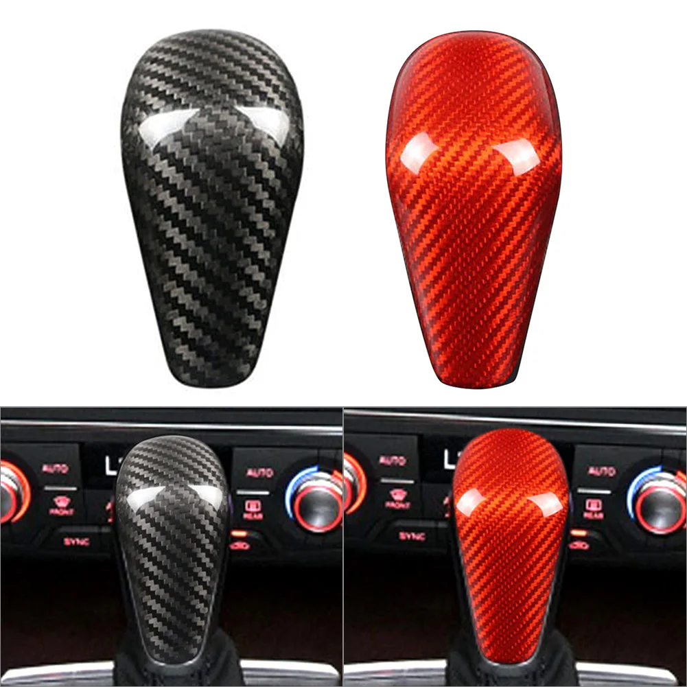 Carbon Fiber Car Gear Shift Knob Cover Trim Decoration For Audi A6 2016-2018 / A7 2015-2018