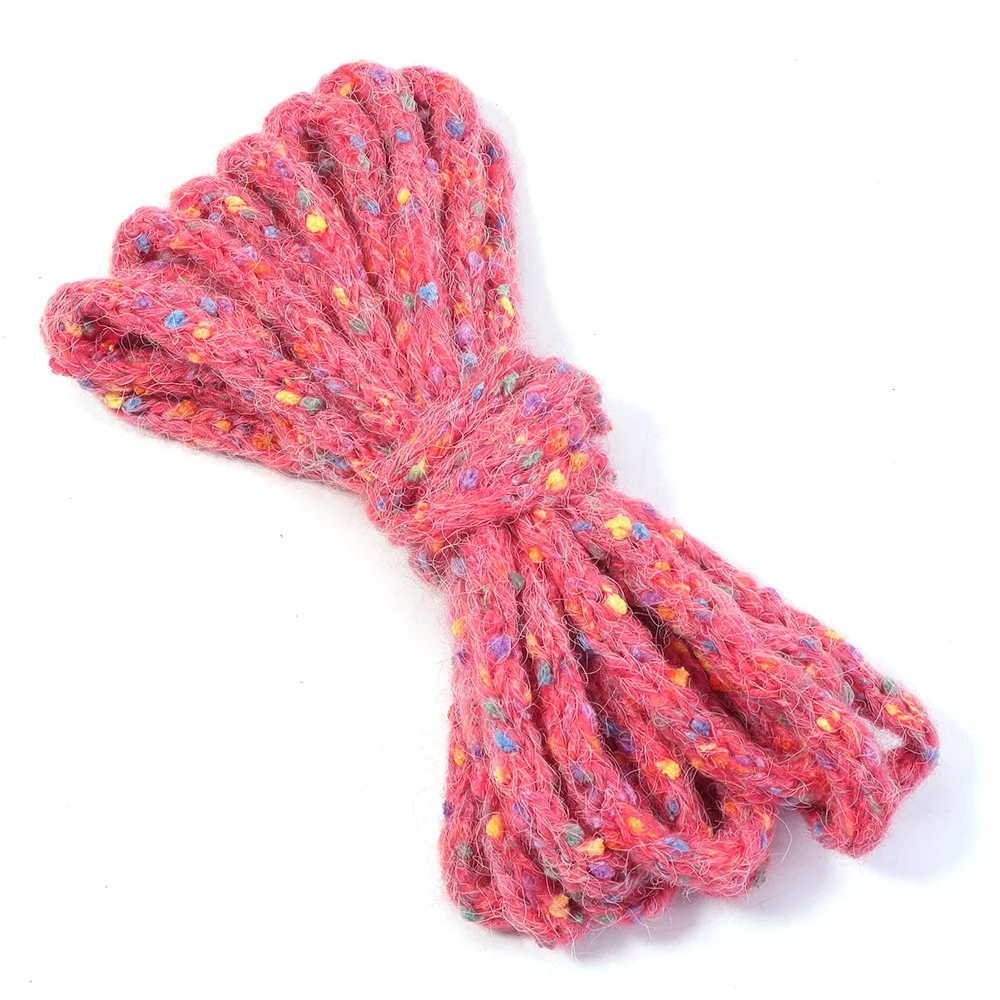 Colorful Fried Dough Twists Wool Hollow Ribbon 1cm Yarn Knitting Rope DIY Headband Clothing Accesso Sweater Hat Rope