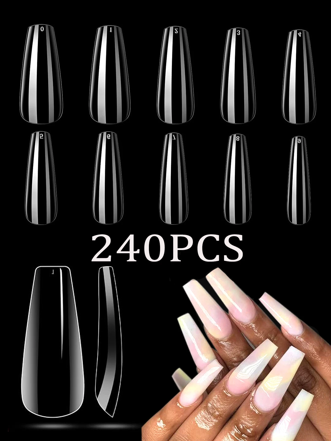 ARTAUG 240 Stück kurze Nägel zum Aufdrücken, quadratisch, weiß, Gel-Lucency-Kunstnägel, vollständige Abdeckung, künstliches Nagelset, zum Aufdrücken der Sommer, günstige Nägel – Detail 5