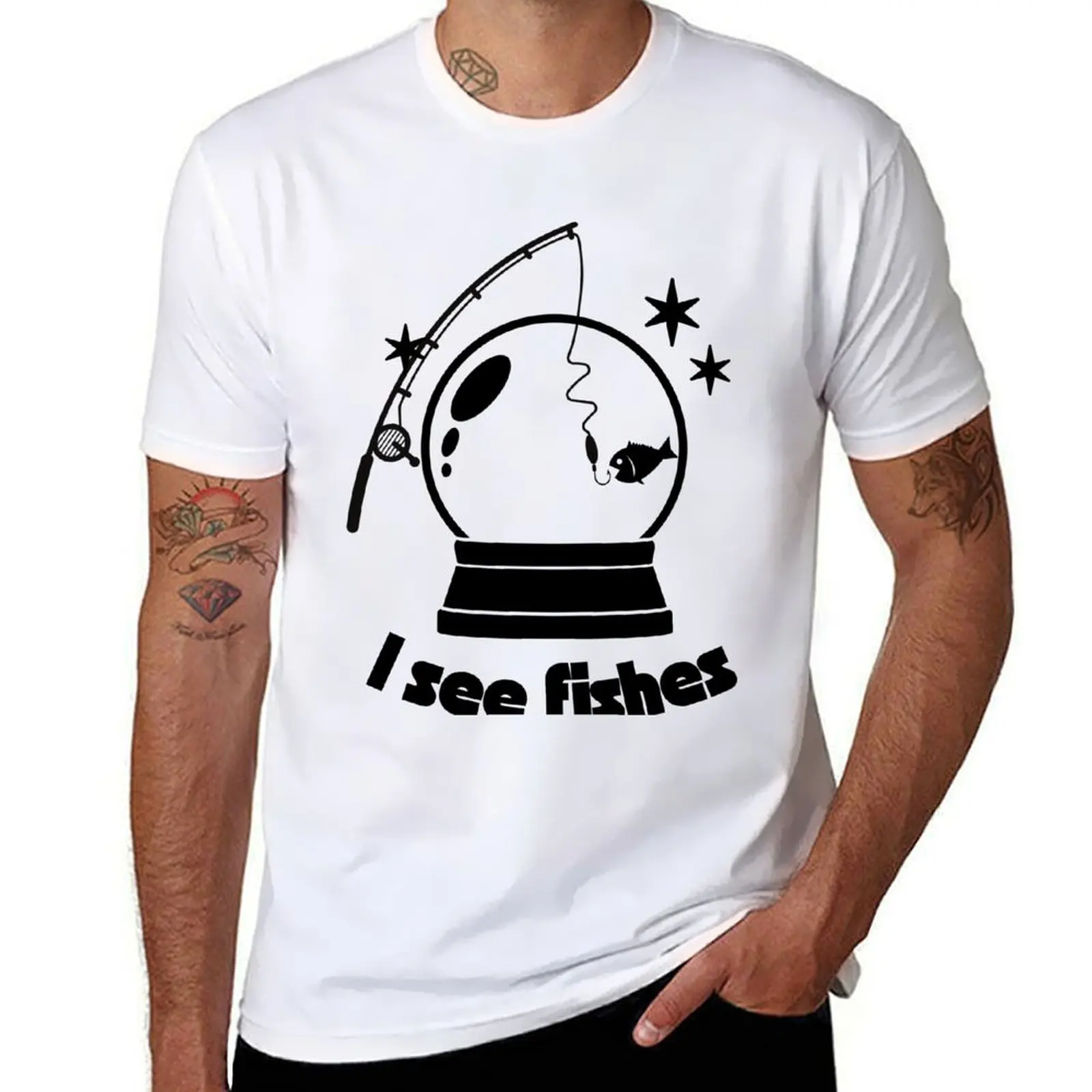 

fishing stuff rod and hook T-Shirt t shirts with prints funny t shirts cotton T-Shirt