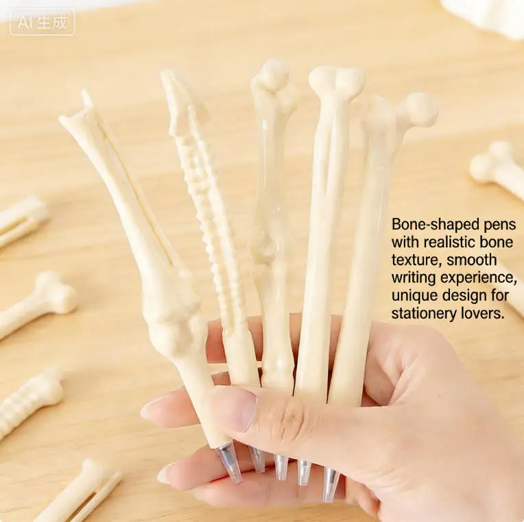 Spooky Skeleton Bone Pens Set, 10Pcs Novelty Halloween Themed Ballpoint Pens, Fun Stationery Gift for Kids, Halloween