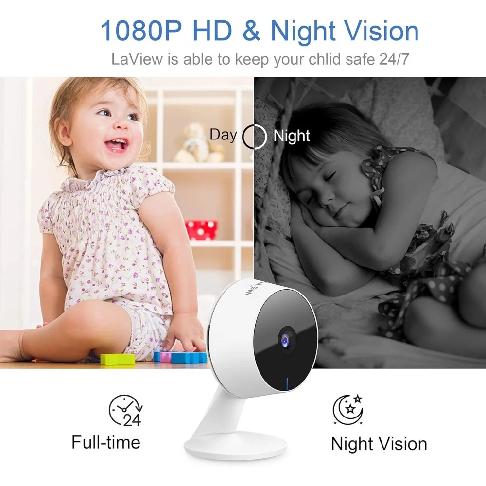 Security cameras 4pcs, home security camera indoor 1080p, wi-fi cameras wired for pet, motion detection, two-way audio, night v