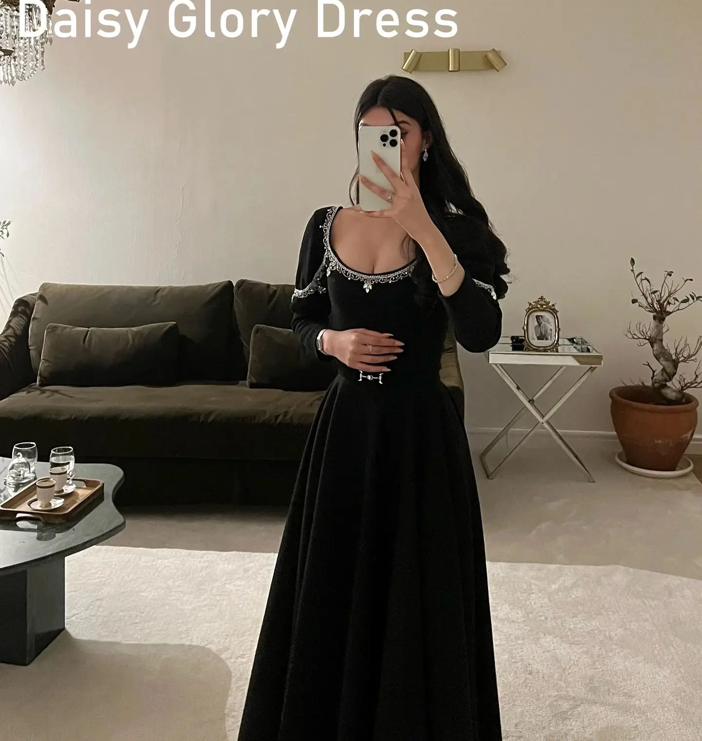 Elegant Black Prom Dress Square Neckline Evening Dresses Crystals Mermaid Customized Evening Dress 2025 Strapless customized