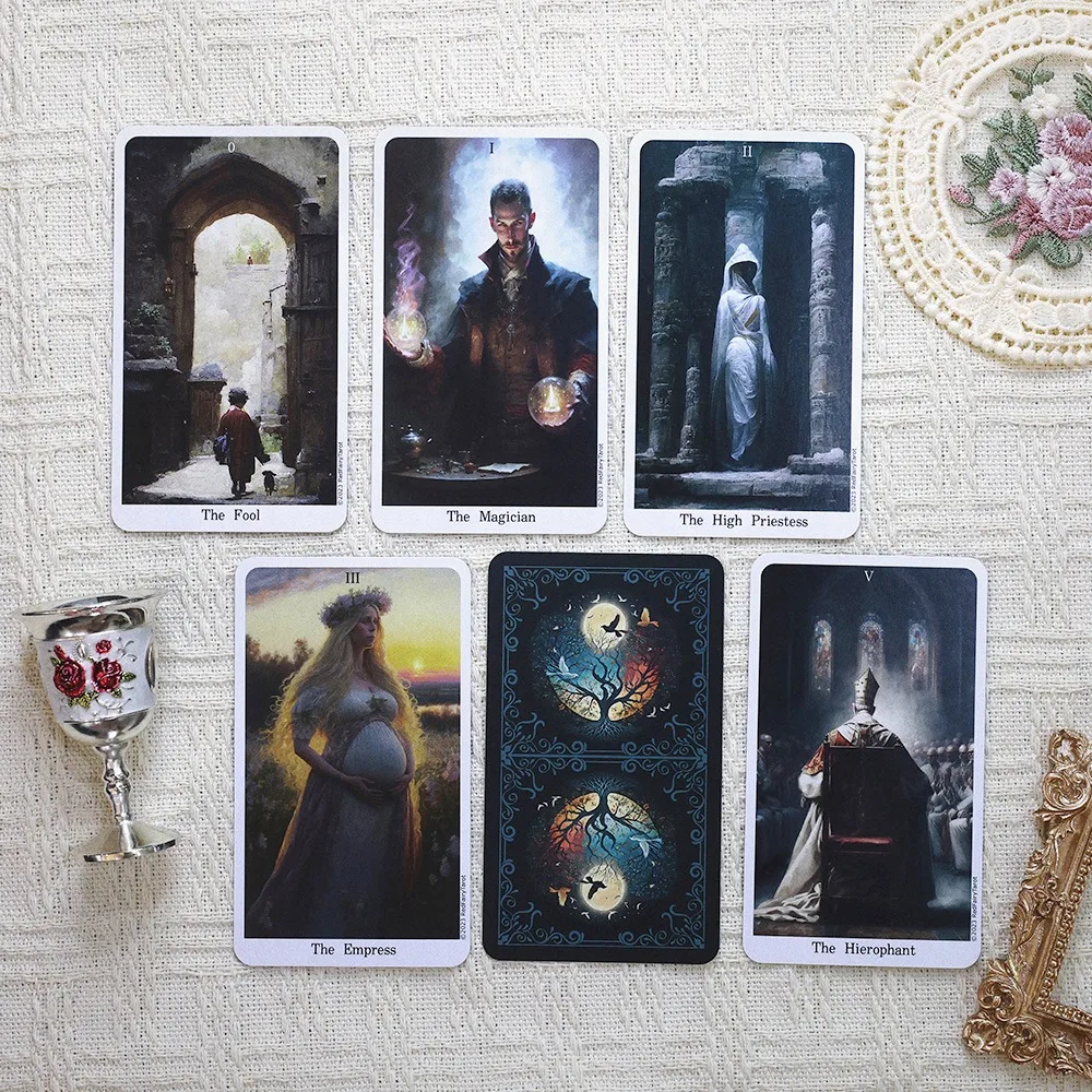 12*7Cm Rode Fee Tarot Kaartspellen Papieren Handleiding