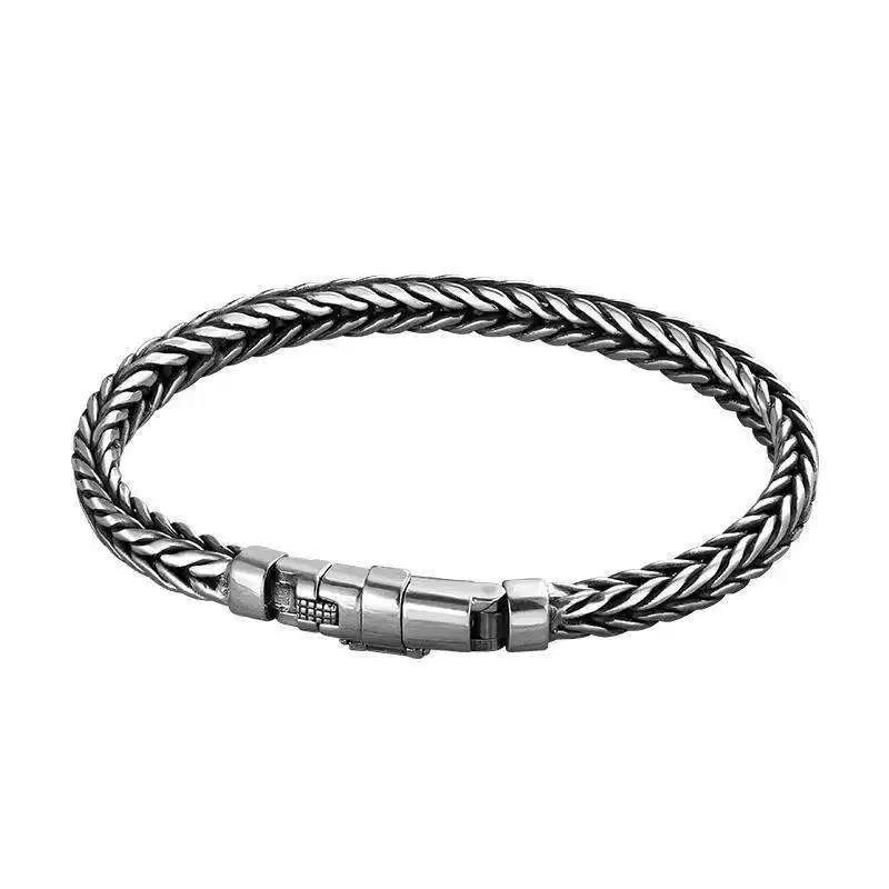 S925 Sterling Silve Twisted Armbänder Für Männer Hip Hop Handgemachte Exquisite Einzigartige Mode Schmuck Geschenk Fabrik Preis – Detail 22